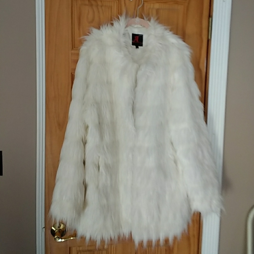 White faux fur full jacket.